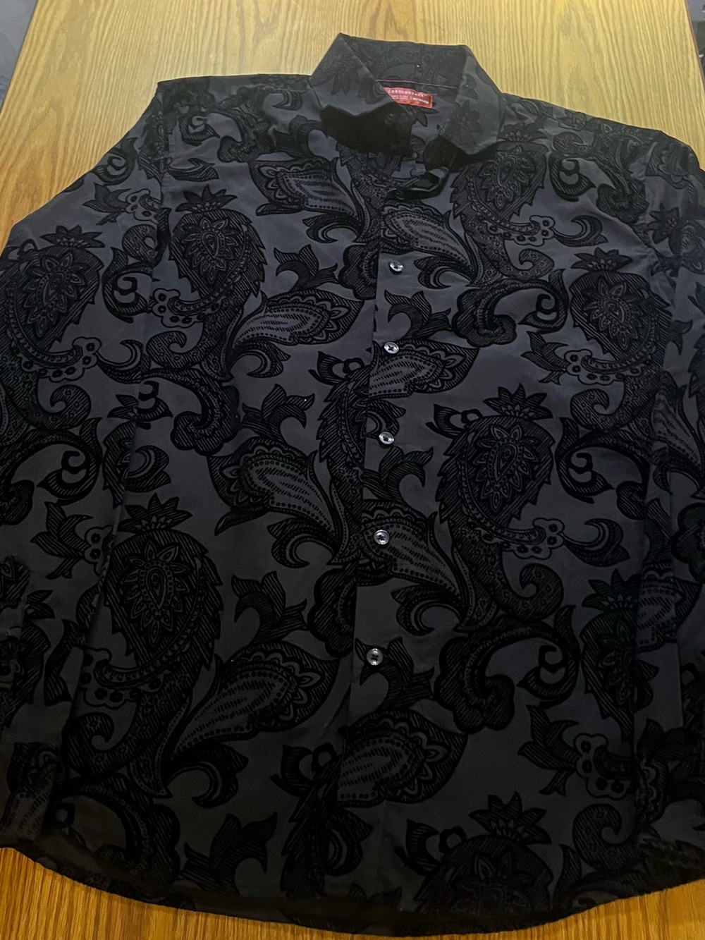 Consequence Black Paisley Velvet Burnout Button-Up Shirt Size Medium